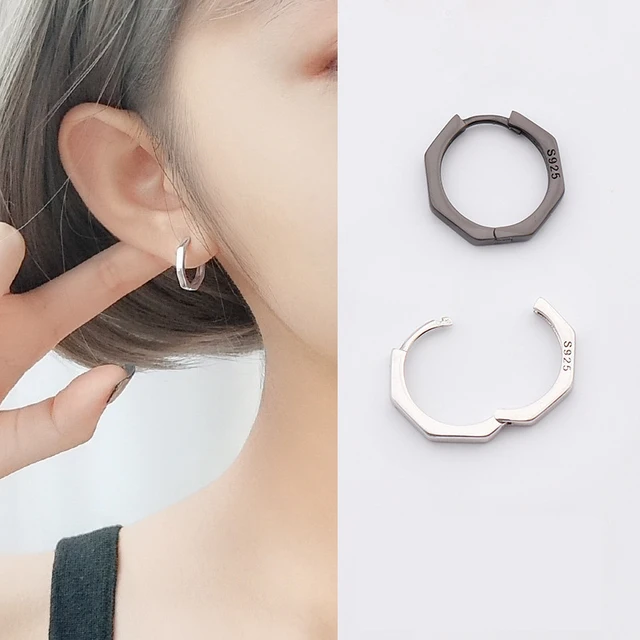LByzHan – boucles d'oreilles géométriques minimalistes pour femmes, en argent 925 authentique, petits cerceaux simples, bijoux fins 1