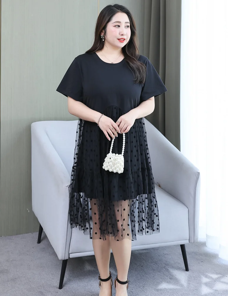 Dot Print Oversized Dress A-line Lace Patchwork Midi Long Summer Party Dresses for Women Black T1024
Dot Print Oversized Dress A-line Lace Patchwork Midi Long Summer Party Dresses for Women Black T1024