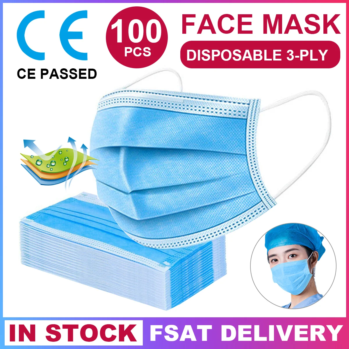 20/50pcs 3-Layer Face Mask Non-woven Disposable Mask Anti-Dust Meltblown Cloth Safety Elastic Breathable Earloop Mouth Mask
20/50pcs 3-Layer Face Mask Non-woven Disposable Mask Anti-Dust Meltblown Cloth Safety Elastic Breathable Earloop Mouth Mask