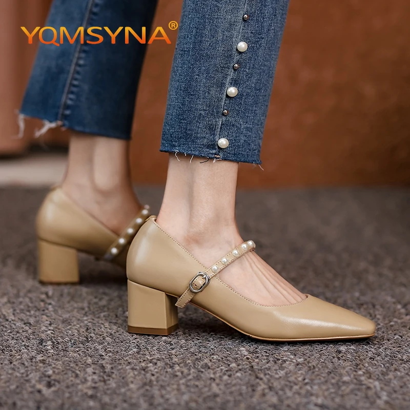 YQMSYNA Fashion Women's Pumps Genuine Leather Large Size 34-43 Square Heel Square Toe Mary Janes Shoes Buckle Pearl Shoes AS236
YQMSYNA Fashion Women's Pumps Genuine Leather Large Size 34-43 Square Heel Square Toe Mary Janes Shoes Buckle Pearl Shoes AS236