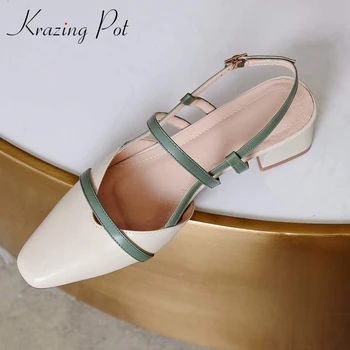 Krazing pot 2020 simple style gorgeous maiden mixed square toe med square heels buckle straps women young lady summer pumps L27 
Krazing pot 2020 simple style gorgeous maiden mixed square toe med square heels buckle straps women young lady summer pumps L27