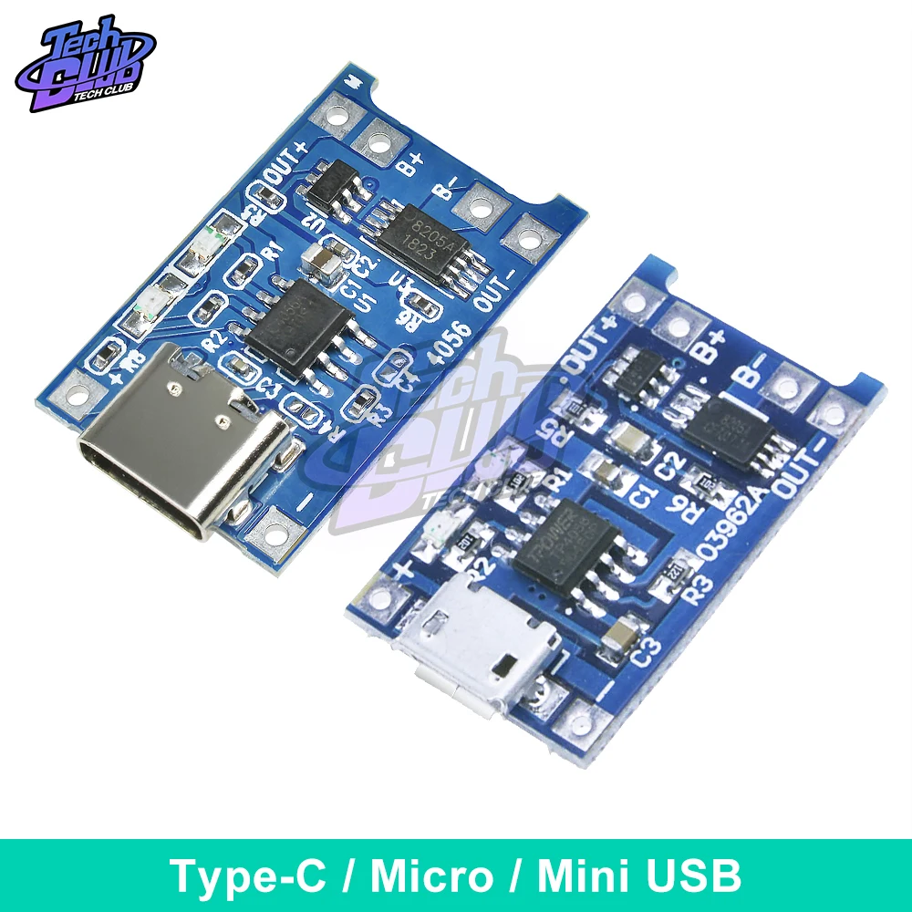 TC4056A TC4056 Lithium Battery Charger Module Type-c /Micro USB TC4056A 5V 1A 18650 Charging Board With Protection Dual Function
TC4056A TC4056 Lithium Battery Charger Module Type-c /Micro USB TC4056A 5V 1A 18650 Charging Board With Protection Dual Function