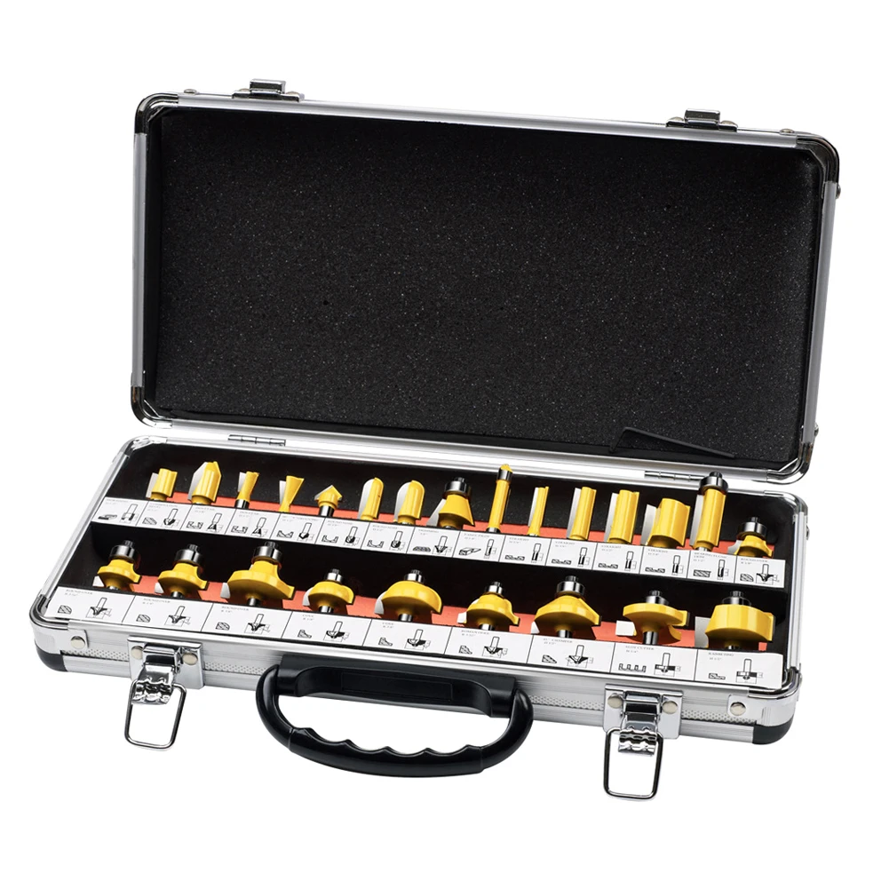 24pcs 1/4 Inch Woodworking Milling Cutter Router Bit Set T Shape Tongue Groove Set with Storage Box for Polishing Cutting Tools
24pcs 1/4 Inch Woodworking Milling Cutter Router Bit Set T Shape Tongue Groove Set with Storage Box for Polishing Cutting Tools