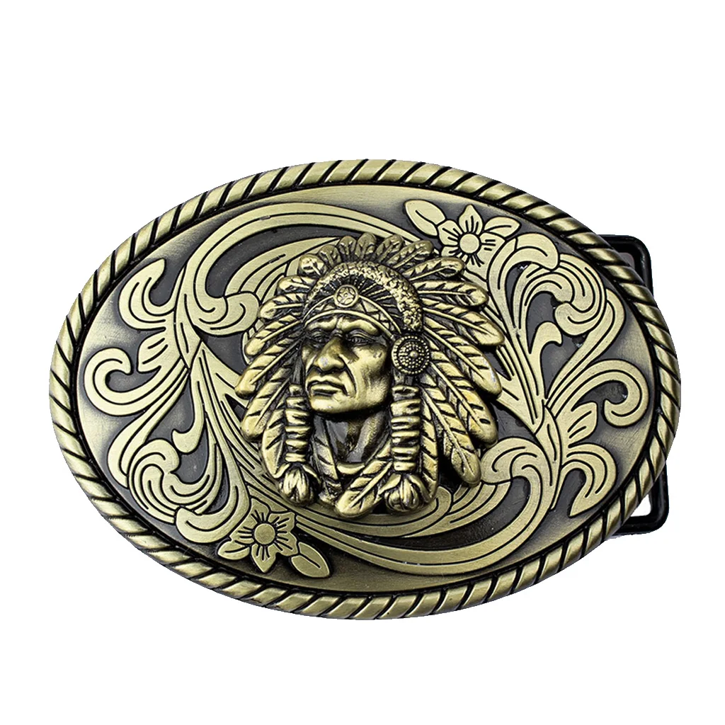 Vintage Antique Bronze Indian Chief Head Belt Buckle for Leather Belt Vintage Antique Bronze Indian Chief Head Belt Buckle for Leather Belt