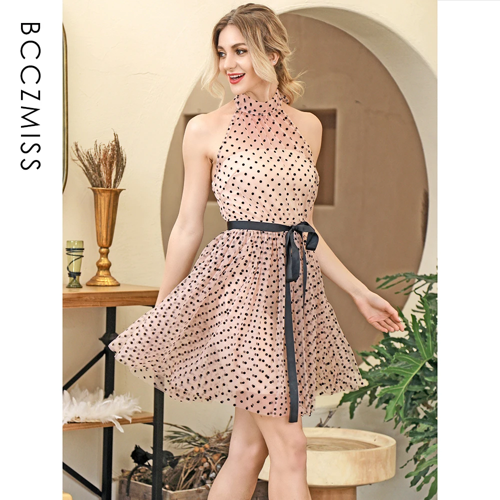 BCCZMISS Women's Dress Sexy Pink Dots Thin Mesh Hanging Neck Open Back Beauty Rope Firm Shape Fluffy Sweet Lady Party Outfit 
BCCZMISS Women's Dress Sexy Pink Dots Thin Mesh Hanging Neck Open Back Beauty Rope Firm Shape Fluffy Sweet Lady Party Outfit