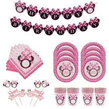 Minnie mouse festa de casamento decorações descartáveis talheres pratos de papel copos guardanapos crianças chá de fraldas festa de aniversário suprimentos(China)
