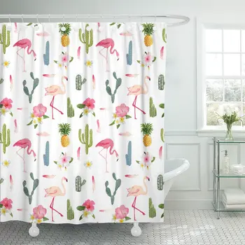 Pattern Tropical Flamingo Bird and Cactus Flower Summer Scrap Shower Curtain Waterproof Polyester Fabric 72 x 78 Inches Set
Pattern Tropical Flamingo Bird and Cactus Flower Summer Scrap Shower Curtain Waterproof Polyester Fabric 72 x 78 Inches Set
