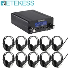 Retekess TR508 Wireless FM Broadcast Transmitter Radio Station 10pcs TR101 Headphone for Drive-in Church Meeting Translation