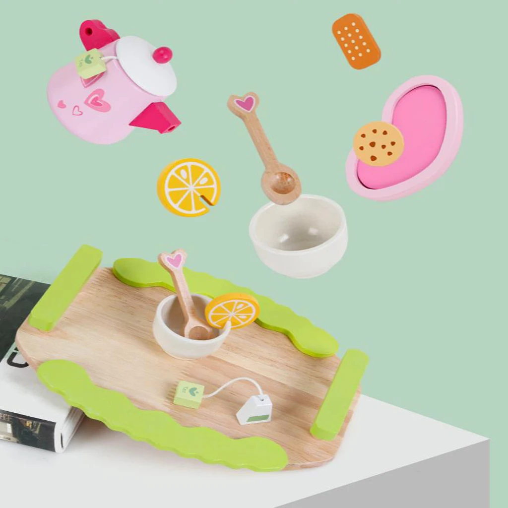 12-piece Wooden Tea Set Pretend Play Toy Educational Game For Kids Children - Soild Beech Saucer Cup Salver Teapot Coffee Set 12-piece Wooden Tea Set Pretend Play Toy Educational Game For Kids Children - Soild Beech Saucer Cup Salver Teapot Coffee Set
