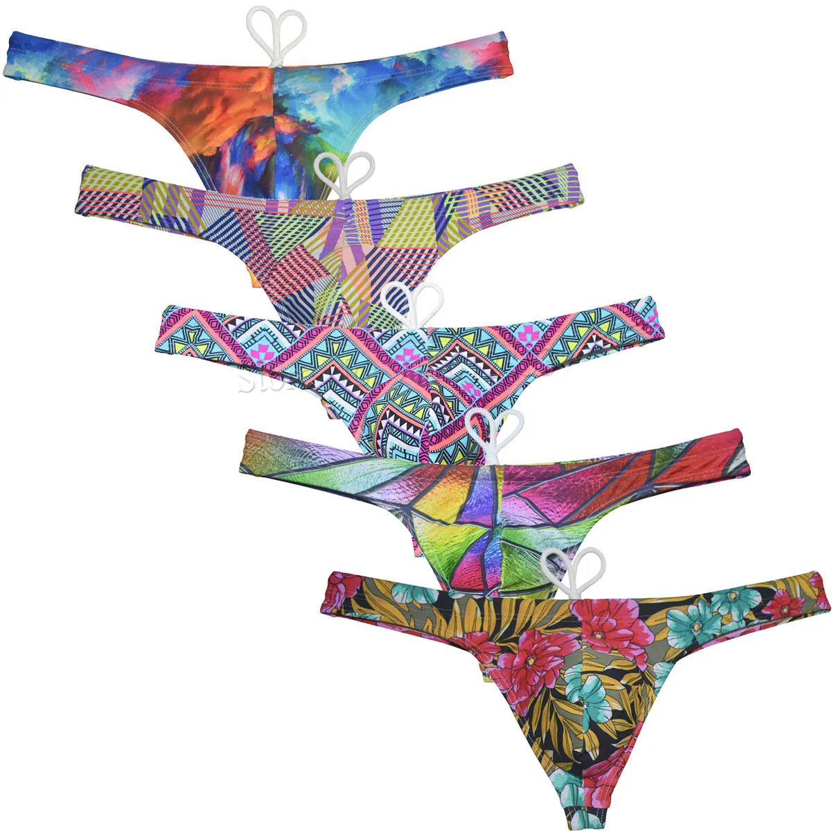 

Sexy Men's Bikini Swim Thong Printed Swimsuit Smooth Swimwear T-back Mini Beachwear Surfing Thongs