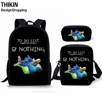 THIKIN Kawaii Stitch School Bags For Teenage Girls Black School Backpack 3PCS/Set Schoolbag Children Big Travel Scool Bag Custom 
THIKIN Kawaii Stitch School Bags For Teenage Girls Black School Backpack 3PCS/Set Schoolbag Children Big Travel Scool Bag Custom