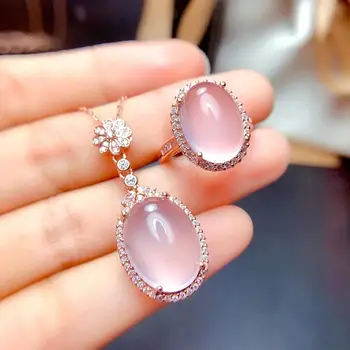 Natural And Real Rose Quartz jewelry set 925 sterling silver 1pc pendant,1pc ring
Natural And Real Rose Quartz jewelry set 925 sterling silver 1pc pendant,1pc ring