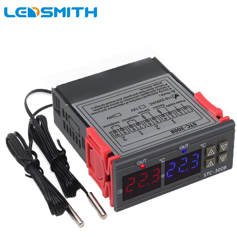 AC 220V 12V 24V Dual Digital Incubator Thermostat Temperature Controller Two Relay Output Thermoregulato With Dual Probe
AC 220V 12V 24V Dual Digital Incubator Thermostat Temperature Controller Two Relay Output Thermoregulato With Dual Probe
