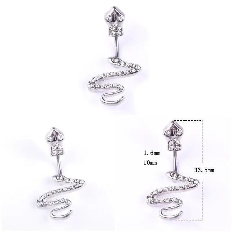 

Snake Shape Belly Button Nail Stainless Steel Puncture Umbilical Navel Piercing Nail Body Jewelry JS25