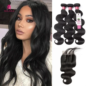 MALAIKA Body Wave Bundles With 4X4 Lace Closure non Remy Hair Brazilian Human Hair 3 Bundles With Closure 
MALAIKA Body Wave Bundles With 4X4 Lace Closure non Remy Hair Brazilian Human Hair 3 Bundles With Closure
