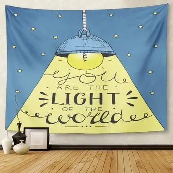 Glowing Light Bulb on Long Cord Casting Beam of Lettering You are The World Biblical Christian Tapestry Wall Hanging for Living
Glowing Light Bulb on Long Cord Casting Beam of Lettering You are The World Biblical Christian Tapestry Wall Hanging for Living