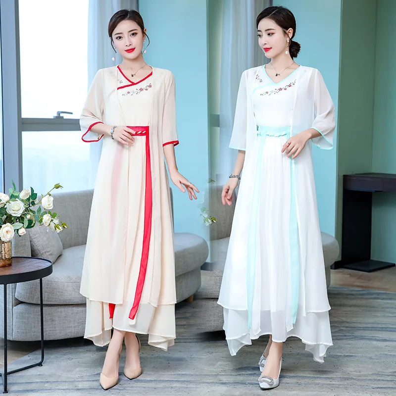 2019 Spring And Summer New National Wind Retro Chiffon Cardigan Embroidery Two-Piece Set Online Celebrity Elegant Dress
2019 Spring And Summer New National Wind Retro Chiffon Cardigan Embroidery Two-Piece Set Online Celebrity Elegant Dress