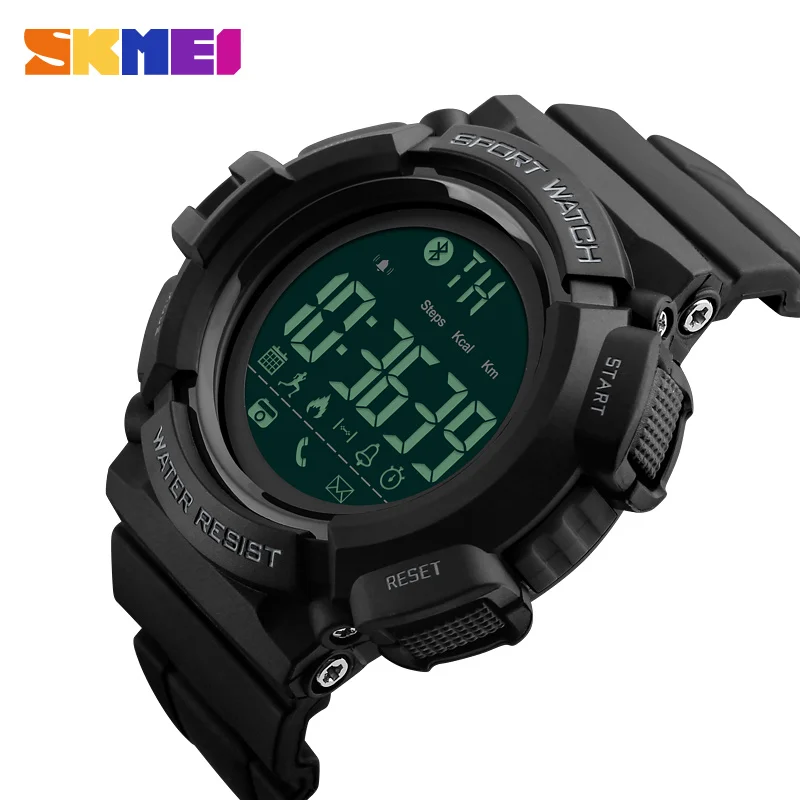 

SKMEI Smart Men Sports Watch Bluetooth Pedometer Calories Chronograph Watches Fashion 50M Waterproof Digital Wristwatches 1245
