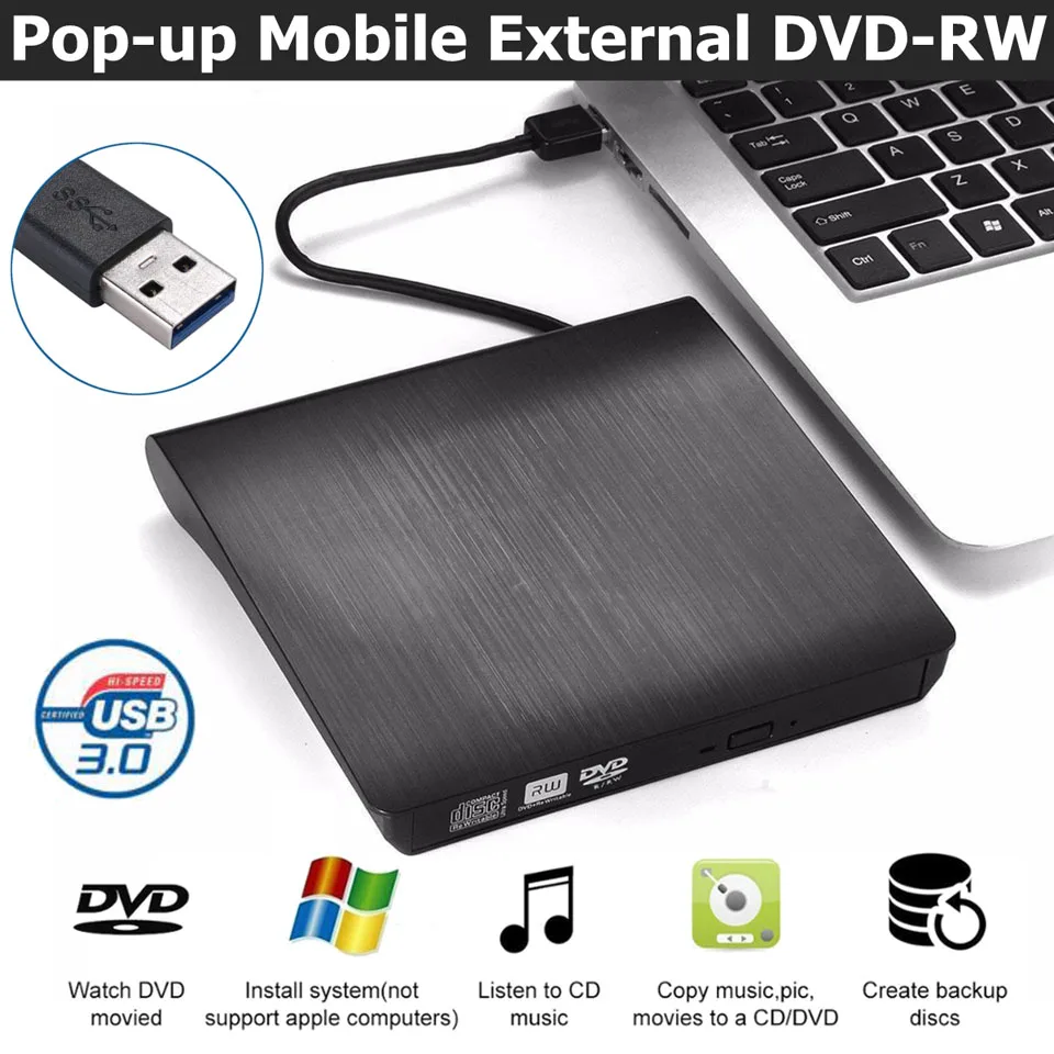 Портативный USB 3 0 DVD-ROM CD ROM Оптический привод внешний считыватель SlimDisk Настольный