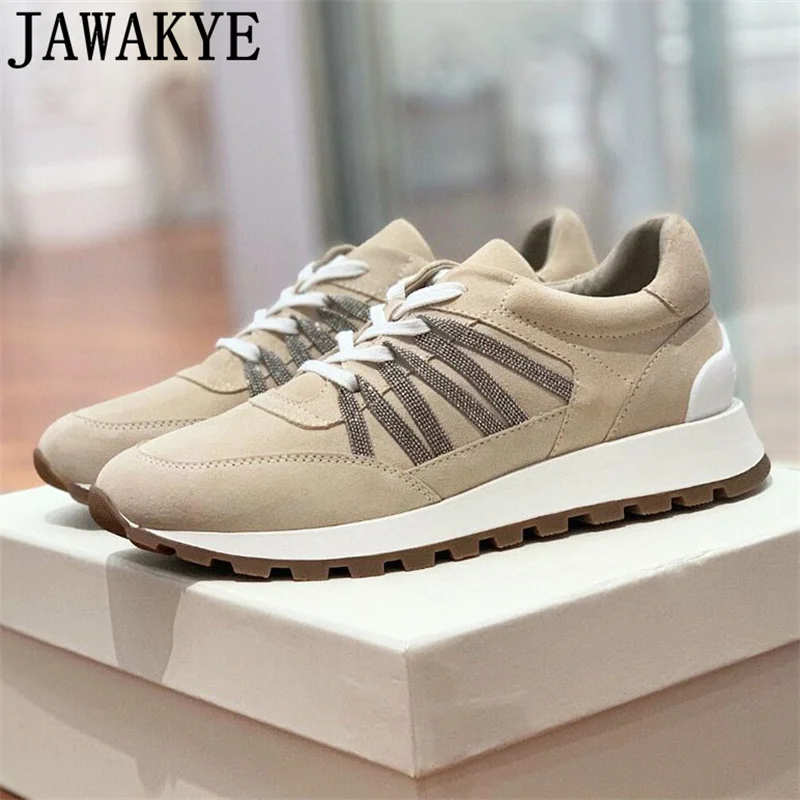 

Nude Casual Sneakers Women's flat shoes leisure lace up Jogging walk Shoes Autumn Winter Luxury brand Sports Run Shoes feminine