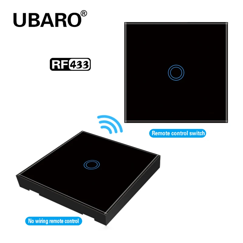 UBARO EU/UK Wireless Control Touch Switch Black Crystal Glass Panel Wall Light Lamp Interruptor RF 433 Control Switches 100-240V
UBARO EU/UK Wireless Control Touch Switch Black Crystal Glass Panel Wall Light Lamp Interruptor RF 433 Control Switches 100-240V