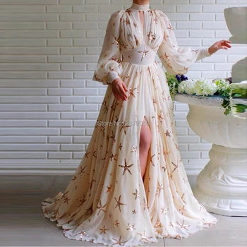 Glamorous High-Neck Evening Dress Floor-Length Long Sleeves Prom Dress Slit Robe De Soiree Aibye вечернее платье Dubai Arabia
Glamorous High-Neck Evening Dress Floor-Length Long Sleeves Prom Dress Slit Robe De Soiree Aibye вечернее платье Dubai Arabia
