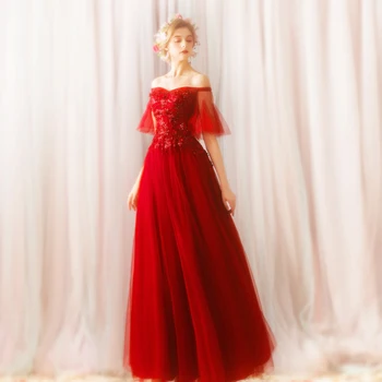 Wine Red A-line Tulle Lace Flowers Appliques Elegant Evening Dress 2020 New Arrival Elegant Long Formal Prom Evening Gowns SK22
Wine Red A-line Tulle Lace Flowers Appliques Elegant Evening Dress 2020 New Arrival Elegant Long Formal Prom Evening Gowns SK22