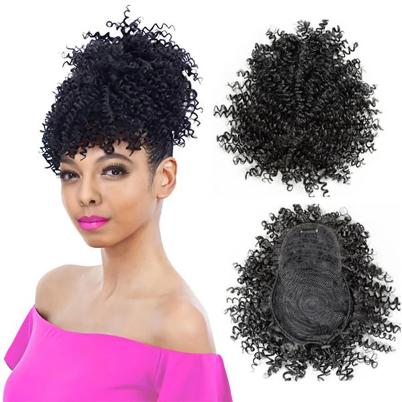 Afro Curly Drawstring Ponytail with Bangs One Piece Clip In Hair Extensions Short Black Synthetic Updos High Temperature Fiber
Afro Curly Drawstring Ponytail with Bangs One Piece Clip In Hair Extensions Short Black Synthetic Updos High Temperature Fiber
