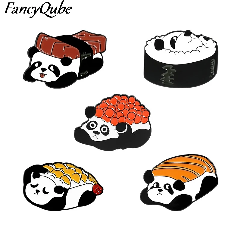 Эмалированные булавки для суши панды рисовый шар значки японской еды детский