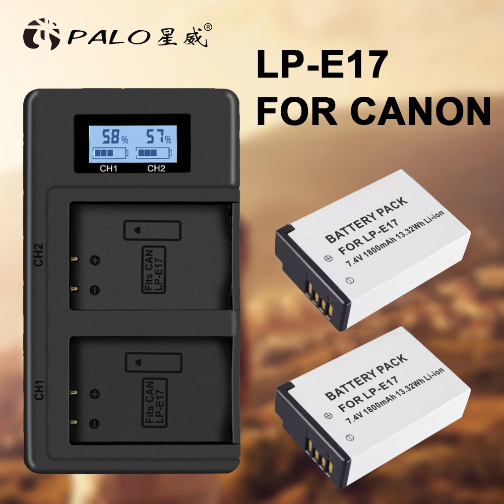 PALO 2Pcs LPE17 LP E17 LP-E17 camera Battery+LCD USB Dual Charger for Canon EOS M3 M6 200D 750D 800D 8000D 760D T6i T6s Kiss X8i
PALO 2Pcs LPE17 LP E17 LP-E17 camera Battery+LCD USB Dual Charger for Canon EOS M3 M6 200D 750D 800D 8000D 760D T6i T6s Kiss X8i