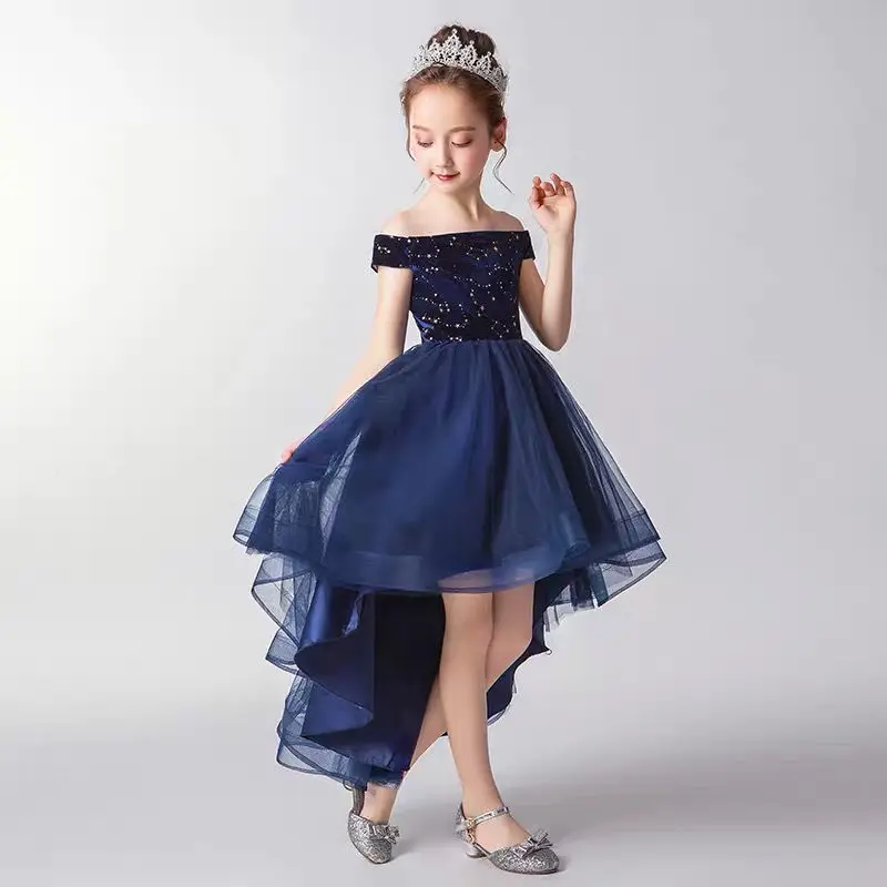 Princess Elegant Dark Blue Off Shoulder Flower Girl Dress for Wedding kid's ceremony dresses Children Pageant Party Evening Gown
Princess Elegant Dark Blue Off Shoulder Flower Girl Dress for Wedding kid's ceremony dresses Children Pageant Party Evening Gown