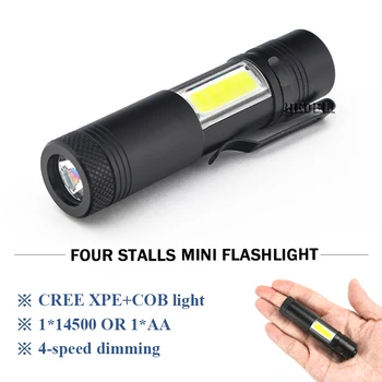 

Mini flashlight cob CREE Q5 Camping Flashlight Powerful Portable Aerospace Aluminum torch linterna 14500 or AA Battery Lanterna