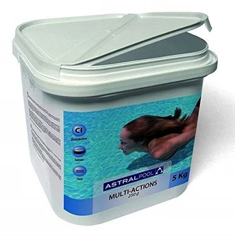 Cloro para piscina multiaccion Astral Pool (Multifuncion) 5kg, tabletas 250g 
Cloro para piscina multiaccion Astral Pool (Multifuncion) 5kg, tabletas 250g