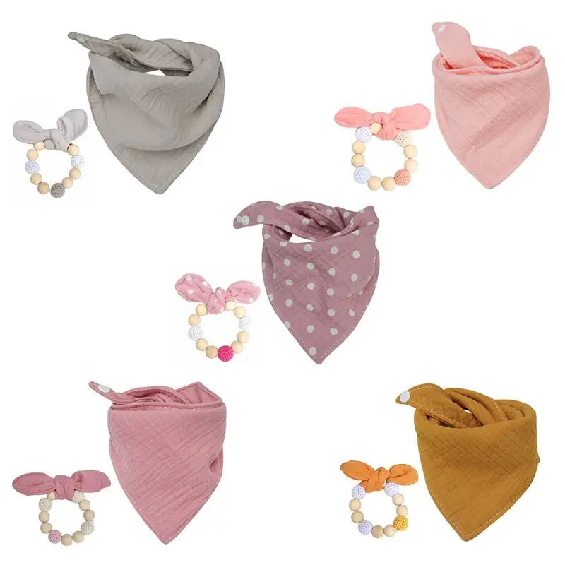 2Pcs Baby Cotton Bib Wood Ring Pacifier Teether Set Snap Button Triangle Scarf Infant Feeding Saliva Towel Soother Molar
2Pcs Baby Cotton Bib Wood Ring Pacifier Teether Set Snap Button Triangle Scarf Infant Feeding Saliva Towel Soother Molar