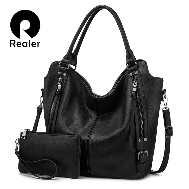 

Realer bag set women handbag shoulder bag female bag purse luxury designer PU leather for ladies Totes large capacity