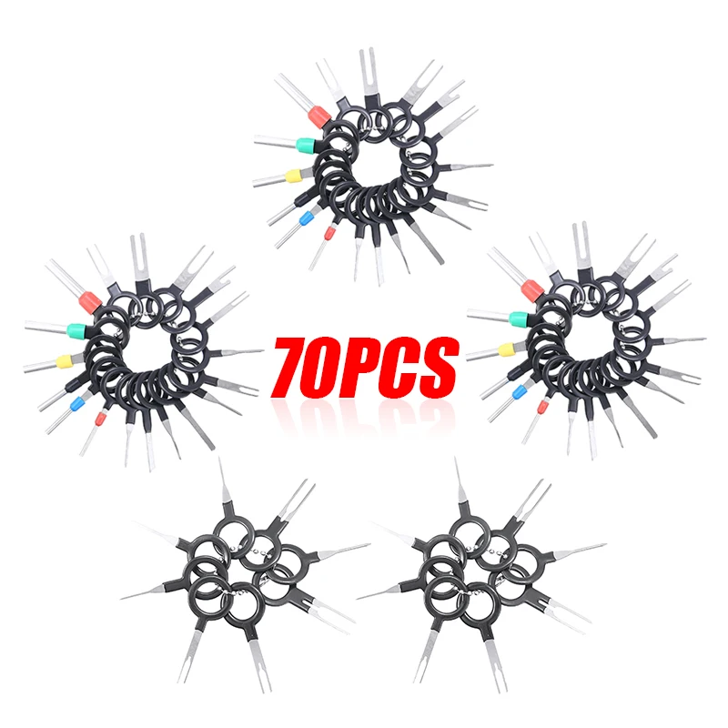 70pcs 0.8-3mm Car Auto Terminal Removal Casing Tool Kit Wire Plug Connector Extractor Puller Single Needle Double Pin Extractor
70pcs 0.8-3mm Car Auto Terminal Removal Casing Tool Kit Wire Plug Connector Extractor Puller Single Needle Double Pin Extractor