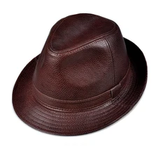New 2021 Man High Quality Genuine Leather Jazz Fedora Gentleman Cow Skin Short Brim Black/Brown Top Hat Male Shows Topper
New 2021 Man High Quality Genuine Leather Jazz Fedora Gentleman Cow Skin Short Brim Black/Brown Top Hat Male Shows Topper