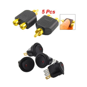 4X Bipolar Rocker Switch ON OFF with LED Red 3 Pins with 5 Pcs RCA AV o Y Splitter Plug Adapter 1 Male to 2 Female
4X Bipolar Rocker Switch ON OFF with LED Red 3 Pins with 5 Pcs RCA AV o Y Splitter Plug Adapter 1 Male to 2 Female