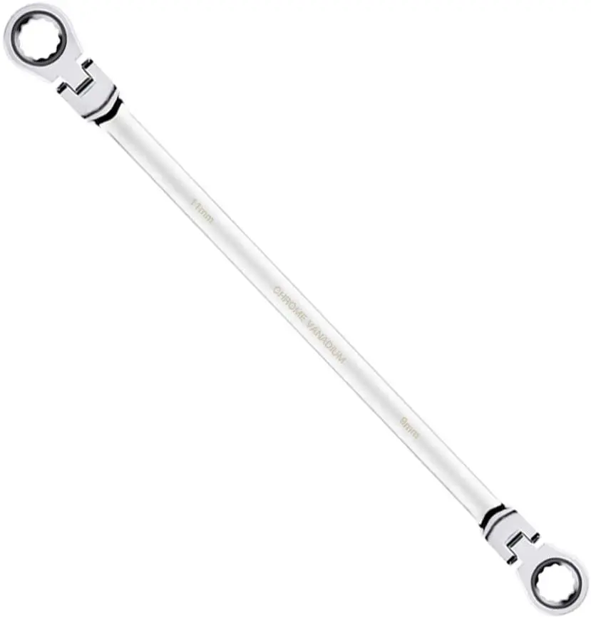 Flex-Head Extra Long Ratcheting Wrenches Double Box End Chrome Vanadium Steel 72-Tooth Wrench with Metric 9 mm x 11 mm
Flex-Head Extra Long Ratcheting Wrenches Double Box End Chrome Vanadium Steel 72-Tooth Wrench with Metric 9 mm x 11 mm