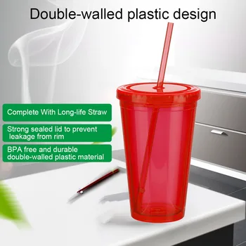 1Pc 500ml Coffee Juice Tea Cup Double-walled Ice Cold Drink Reusable Smoothie Plastic Iced Tumbler Travel Mug With Straw #25
1Pc 500ml Coffee Juice Tea Cup Double-walled Ice Cold Drink Reusable Smoothie Plastic Iced Tumbler Travel Mug With Straw #25