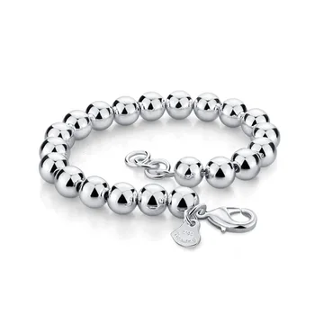 Fashion simple 100% 925 sterling silver bracelet Solid design silver bead jewelry gift women / men silver bracelet 6mm/8mm/10mm
Fashion simple 100% 925 sterling silver bracelet Solid design silver bead jewelry gift women / men silver bracelet 6mm/8mm/10mm