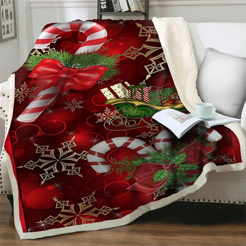 

3D Snowflake Soft Flannel Throw Blanket Red Sherpa Blankets For Home Decor Winter Bedding Quilts Couch Sofa Merry Christmas Gift