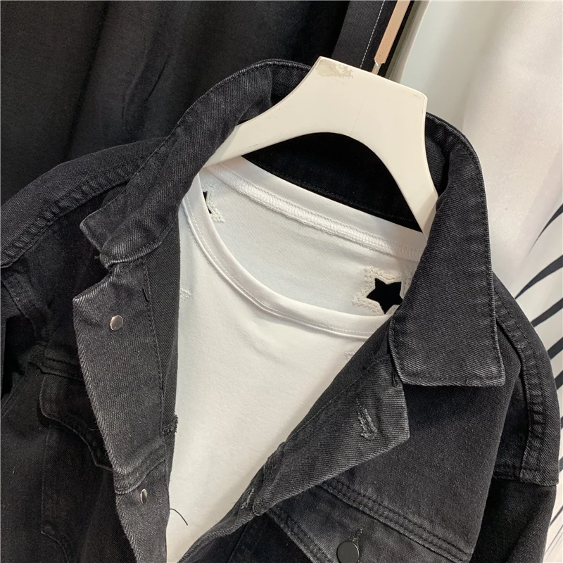 Black Jeans Coat Women's Spring Autumn New Style Loose-Fit Long Sleeve Pocket Short Denim Jacket Jaqueta Feminina Chaqueta Mujer
Black Jeans Coat Women's Spring Autumn New Style Loose-Fit Long Sleeve Pocket Short Denim Jacket Jaqueta Feminina Chaqueta Mujer