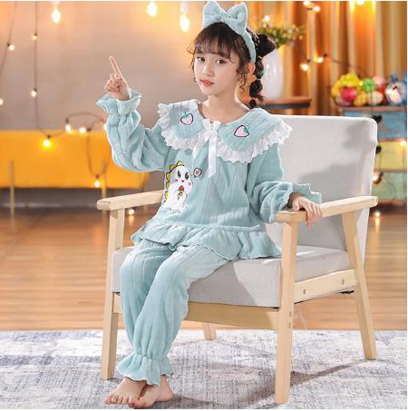 

New Winter Children Pajamas Girls Princess Loungewear Coral Fleece Kids Pijamas Warm Flannel Sleepwear Homewear teen Pyjama Set