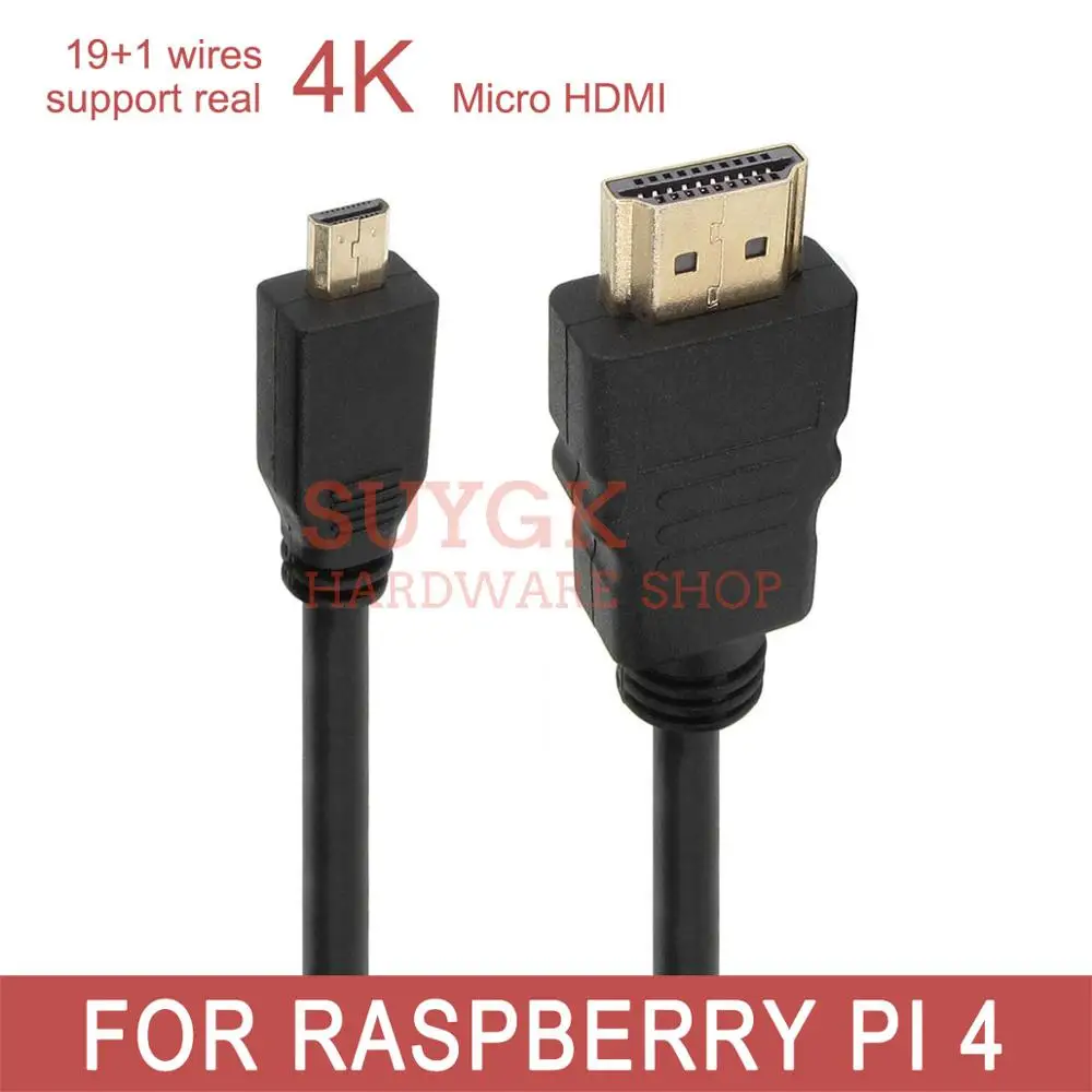 

4K 19+1 wire Raspberry PI 4 Model B 19pin Micro HDMI Cable 3D 1080P for Phone Tablet HDTV PS3 XBOX GoPro 0.3m 0.5m 1m 1.5
