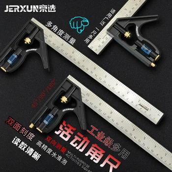 JERXUN Adjustable 90 Degree Stainless Steel Horizontal Ruler Woodworking Multi-Function High Precision Combination Angle Ruler
JERXUN Adjustable 90 Degree Stainless Steel Horizontal Ruler Woodworking Multi-Function High Precision Combination Angle Ruler