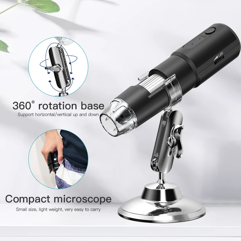 Multifunctional 50~1000X WIFI Wireless Digital Microscope Portable Mini Microscope Camera with 360° Rotation Base 8 LED Light
Multifunctional 50~1000X WIFI Wireless Digital Microscope Portable Mini Microscope Camera with 360° Rotation Base 8 LED Light