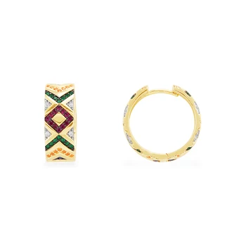 Fashion 925 sterling silver Colorful striped circle earrings Tribal hoop earrings Multicolor Zirconia Ceometric Tribel earrings
Fashion 925 sterling silver Colorful striped circle earrings Tribal hoop earrings Multicolor Zirconia Ceometric Tribel earrings