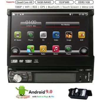 

Andriod 9.0 7 inch 1 Din Car Navigation Quad Core Car DVD player GPS Wifi BT Radio 1GB RAM SD 16GB ROM 4G SWC RDS CD 1024*600