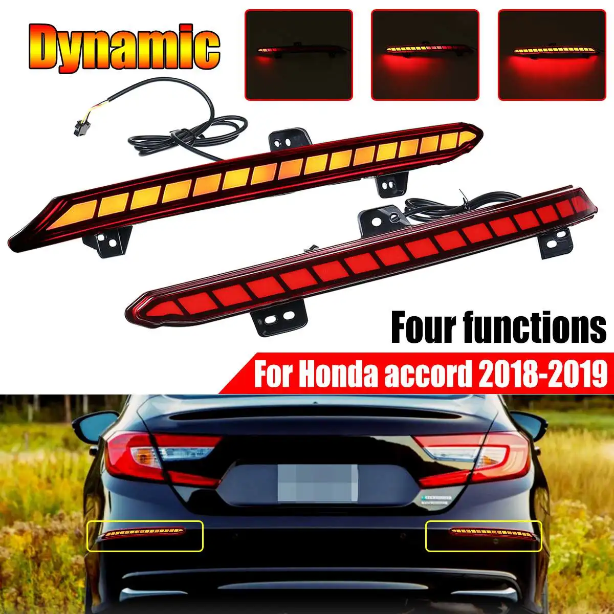 4 function Rear Fog Lamp For Honda-Accord 2018-19 Sedan Car Dynamic LED Rear Bumper Brake Light Dynamic Turn Signal Reflector
4 function Rear Fog Lamp For Honda-Accord 2018-19 Sedan Car Dynamic LED Rear Bumper Brake Light Dynamic Turn Signal Reflector